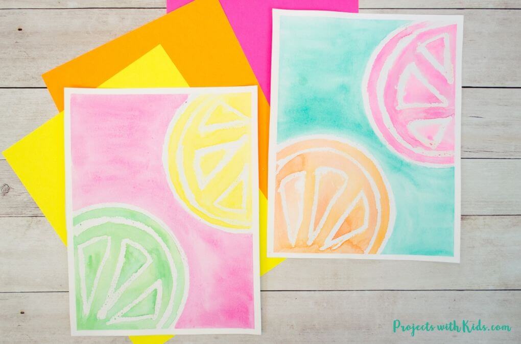 Easy Watercolor Resist Citrus Art Painting Idea For KidsSimple Watercolor Art Projects for School Kids 