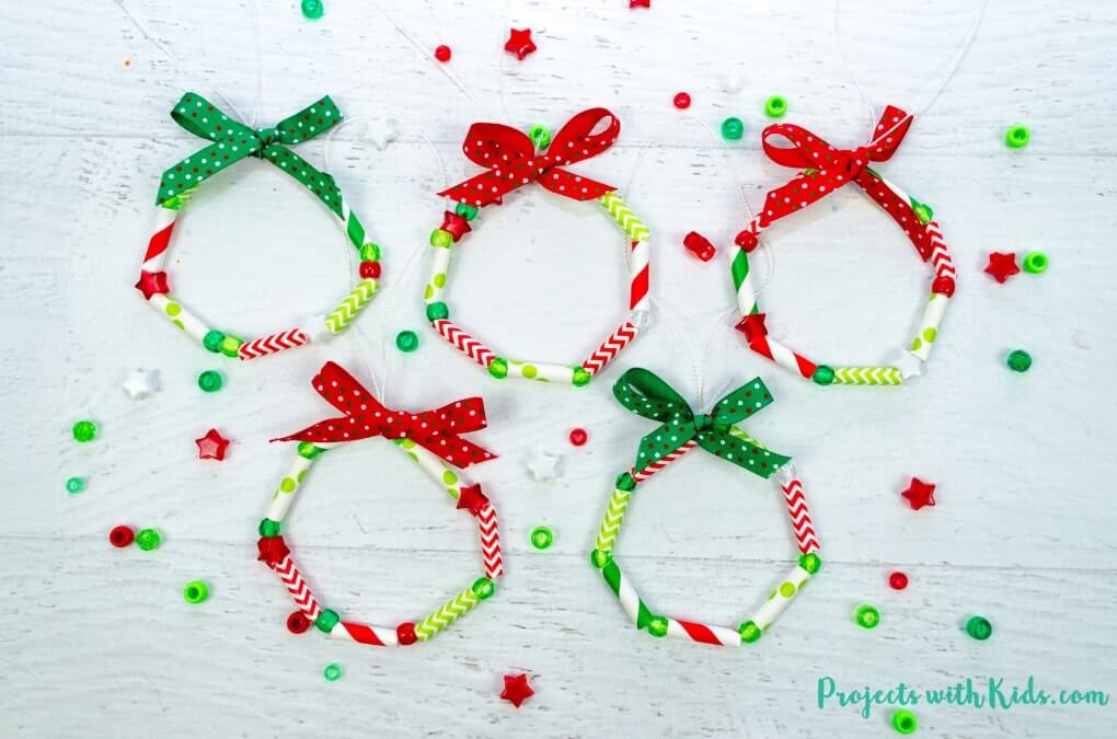 Easy Wreath Ornamental Craft With Paper Straws For Kids