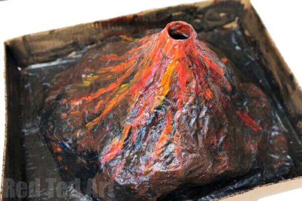 Erupting Volcano Paper Mache Learning Craft Activity For Kids