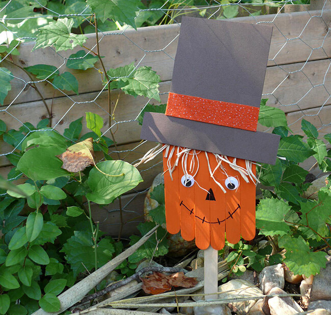 Fall Season Popsicle Stick Scarecrow Craft For Kids