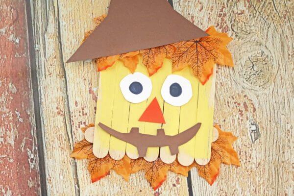 Fall Season Popsicle Sticks Scarecrow Craft For Kids