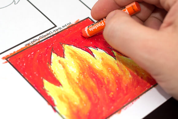 Fire Painting Using Oil Pastel