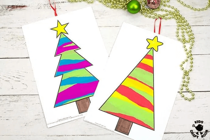 Free Suncatcher Craft Tutorial With Printable Template DIY Tissue Paper Christmas Tree Craft For Kids
