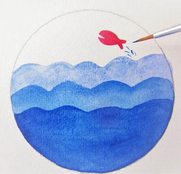Fun-To-Make Watercolor Ocean Art Design For Kids Simple Watercolor Art Projects for School Kids 