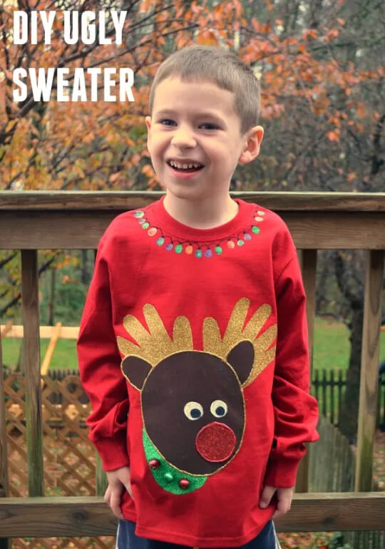 Funky Reindeer Face-Themed Christmas Outfits For Boys