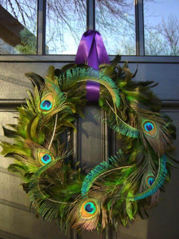 Gorgeous Peacock Feather Wreath Decoration Craft At Home Feather Wreath Ideas