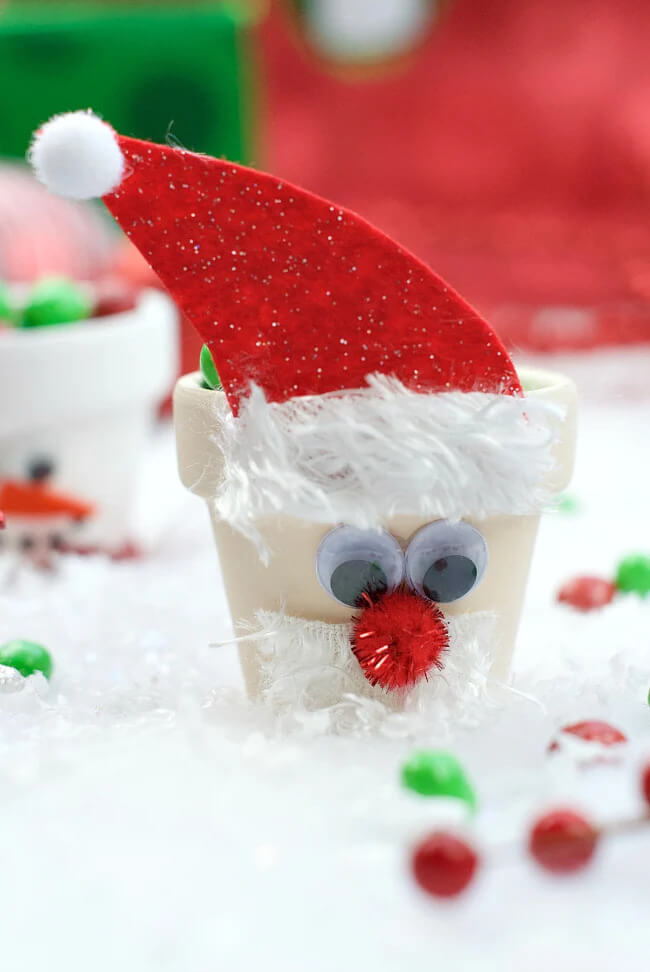 Handmade Candy Pot Decoration Craft Project For Kids Easy Santa Claus Craft Ideas For Kids 