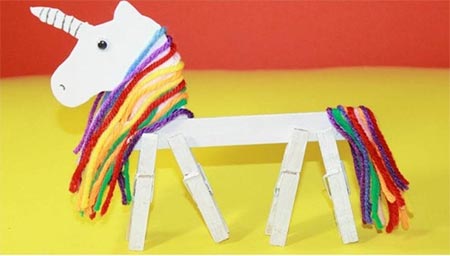 Handmade & Easy Clothespin Unicorn Craft Ideas With Yarn