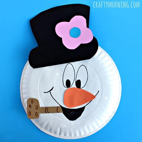 Handmade Frosty Snowman Paper Plate Art & Craft Project For Kids