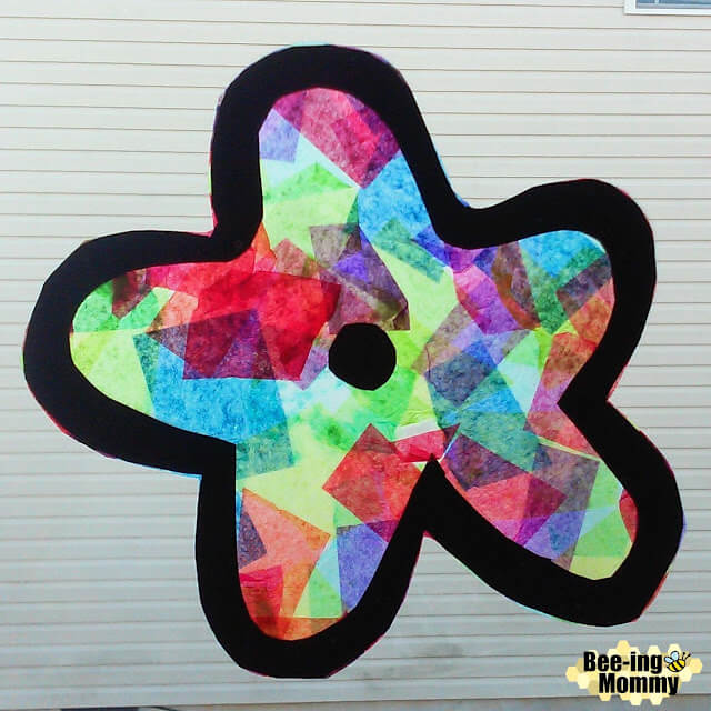 Handmade Tissue Paper Suncatcher Craft Idea For Kindergartners