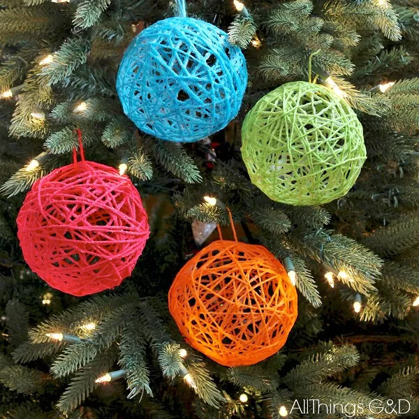 Handmade Yarn Ball Ornament Craft For Christmas Tree