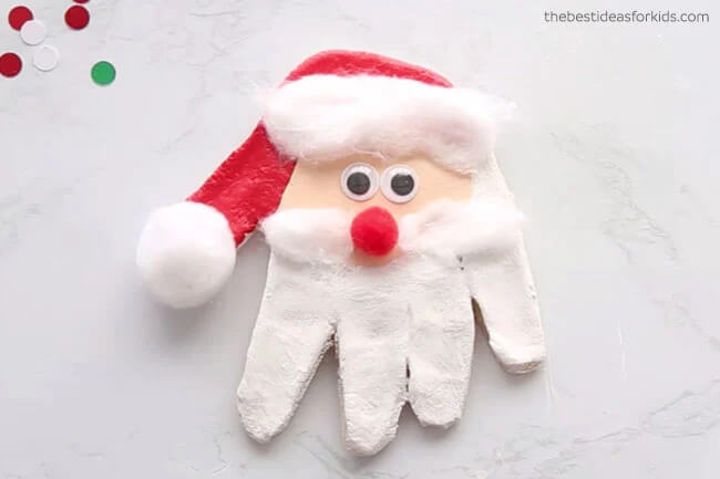 Handprint Santa Claus Ornament Craft For Kindergartners