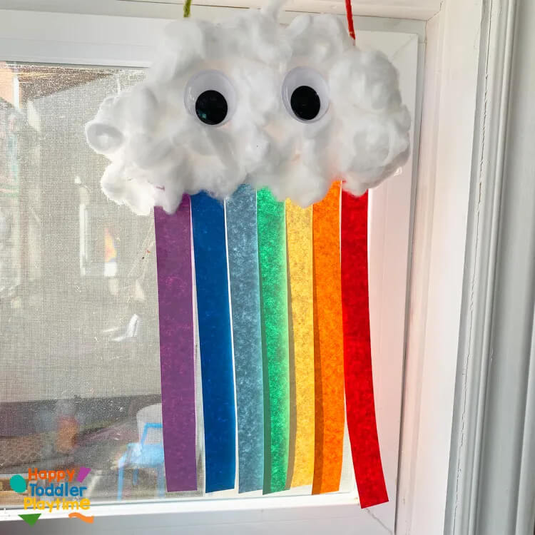 Hanging Cloud Rainbow Craft Using Paper Plate For Decoration