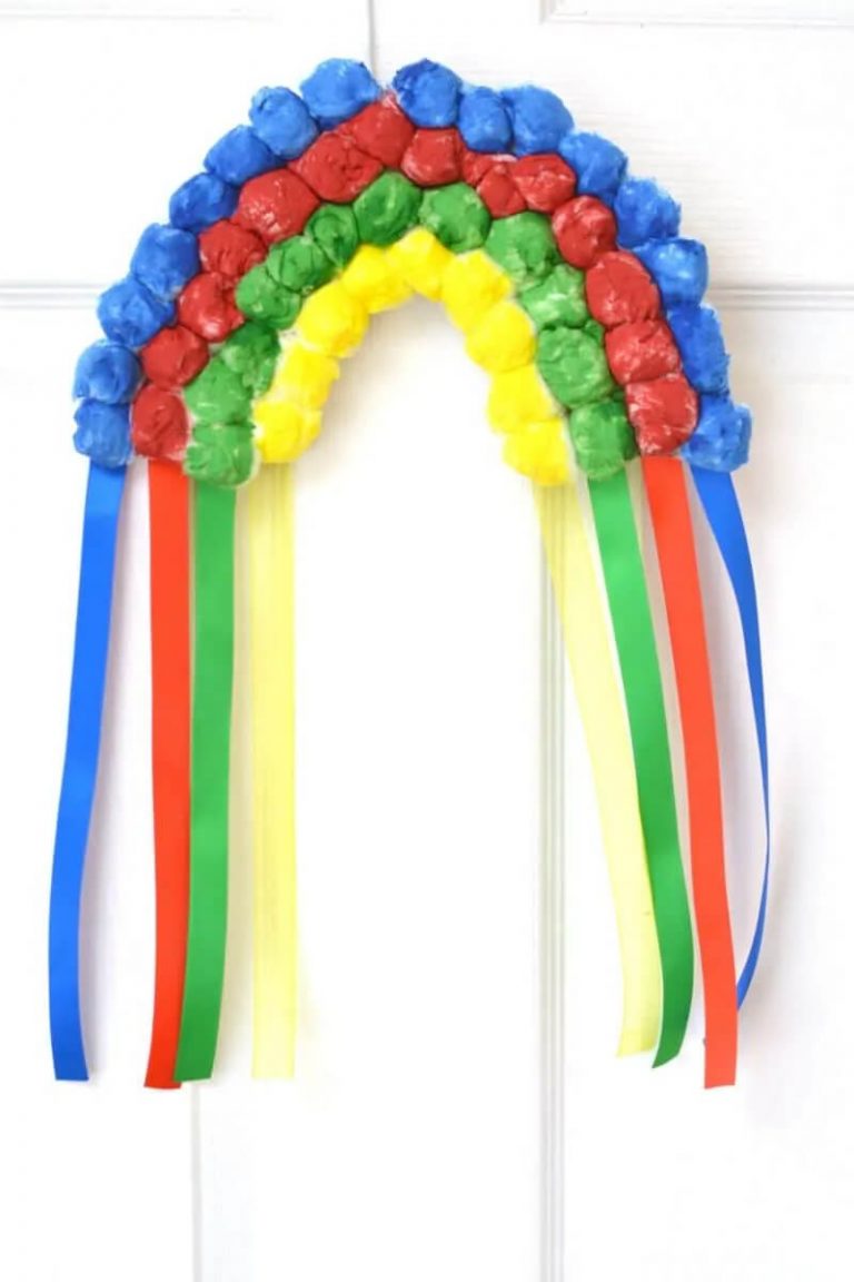 Rainbow Cotton Ball Crafts for Kids - Kids Art & Craft