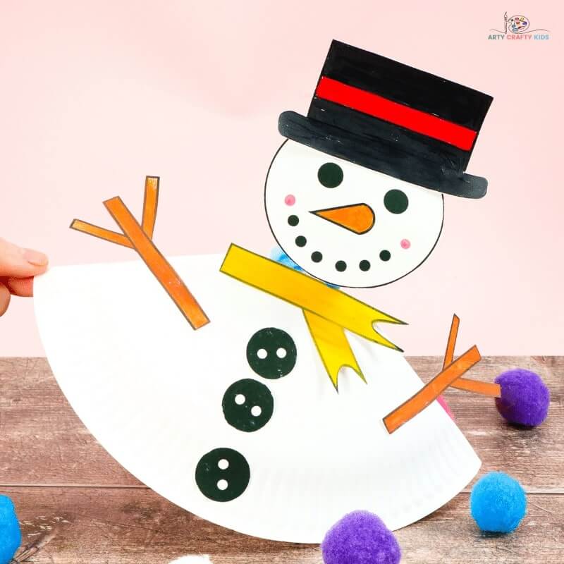 How to Make Rocking Snowman Using Paper Plate For Kids