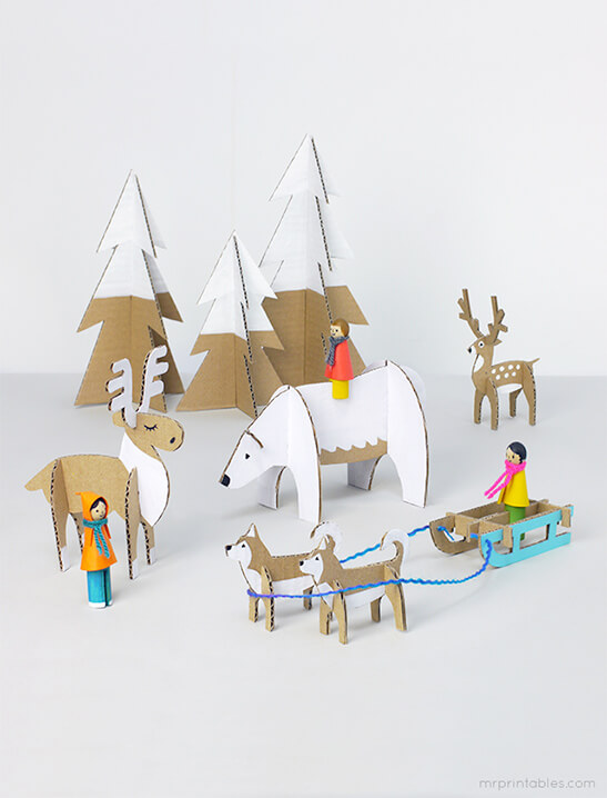 Joyful Peg Dolls Winer Wonderland Craft Idea For KidsWinter Animal Crafts For Kids 