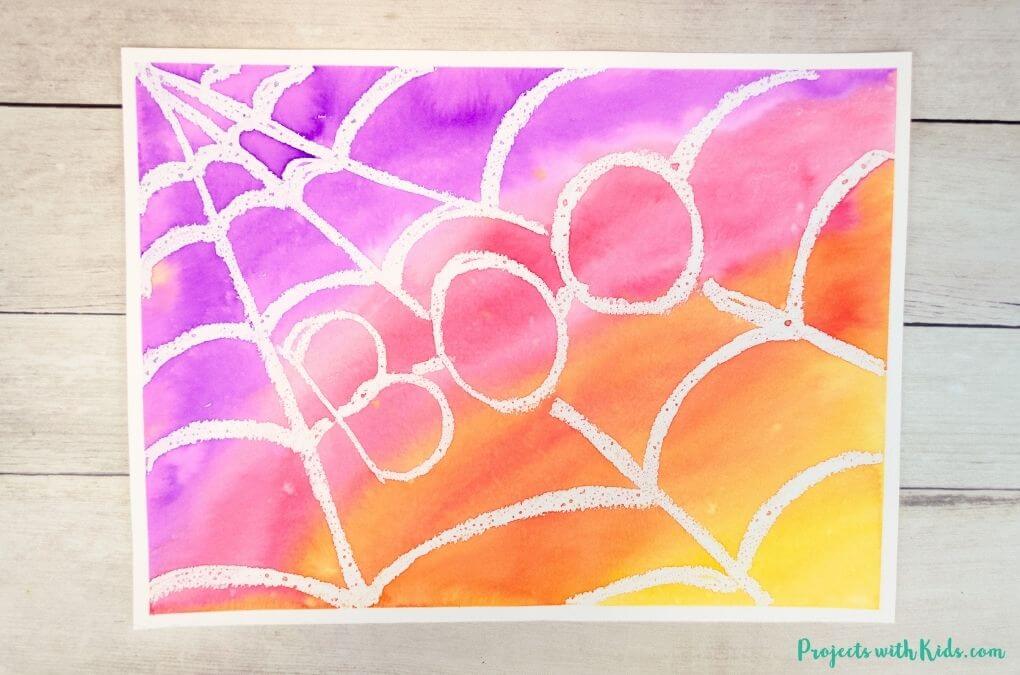 Joyful Spider Web Art Idea With WatercolorsSimple Watercolor Art Projects for School Kids 