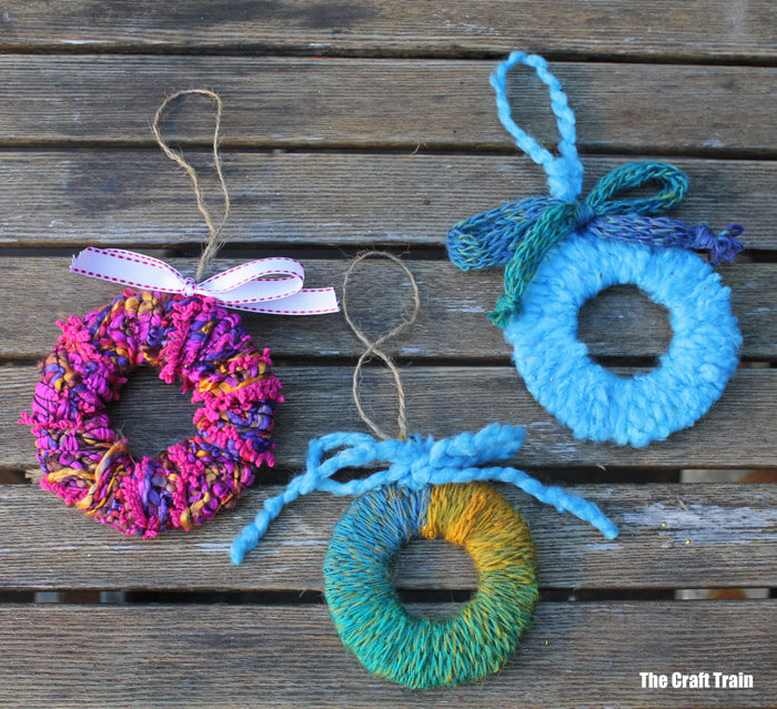 Joyful Yarn Wreath Ornament Craft Idea For Kids Easy yarn crafts for kids