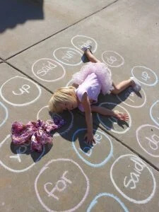 Learning Words Using Sidewalk Chalk Creative Idea
