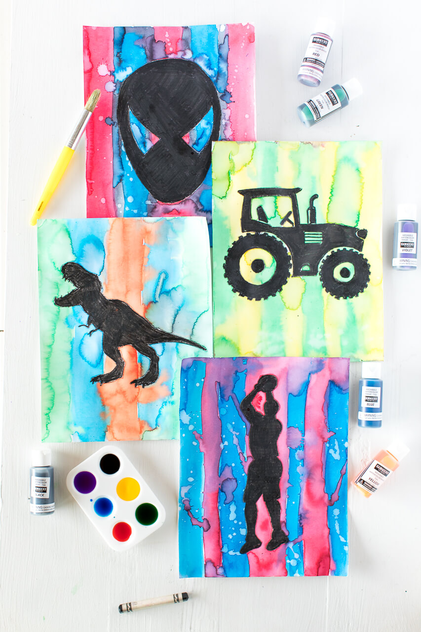 Let's Make Some Easy Black Crayon Watercolor Silhouettes