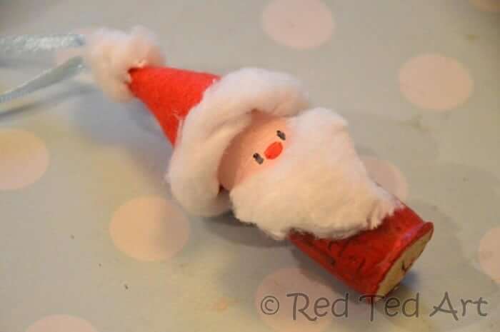 Little Santa Cork Ornament Craft For Christmas