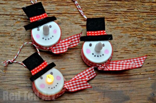 Easy Little Tea Light Snowman Decoration Craft At Home For Kindergartners