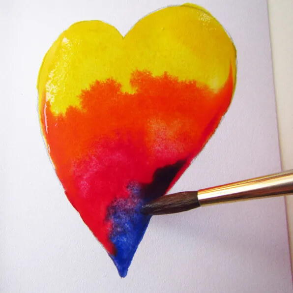 Make A Beautiful & Colorful Heart Painting With Watercolors