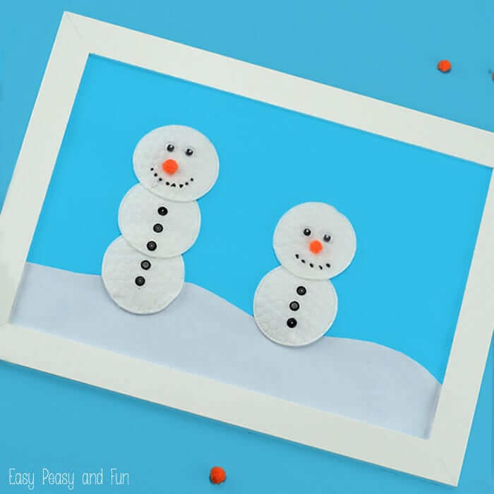 Make A Simple Cotton Rounds Snowman Craft
