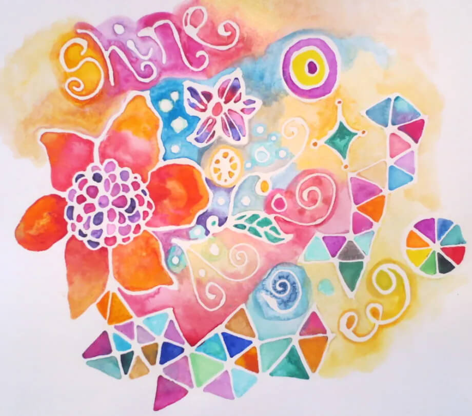 Make An Adorable Art With Watercolor Resisting Pens