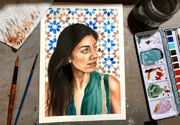 Make An Adorable Watercolor Portrait Art