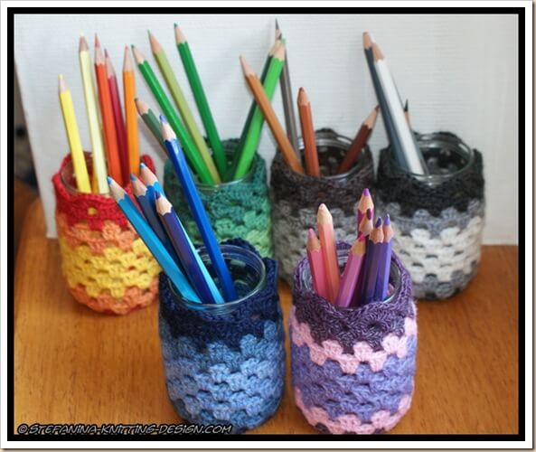Make An Easy & Simple Crochet Yarn Cover For Pencil HoldersYarn crafts to sell