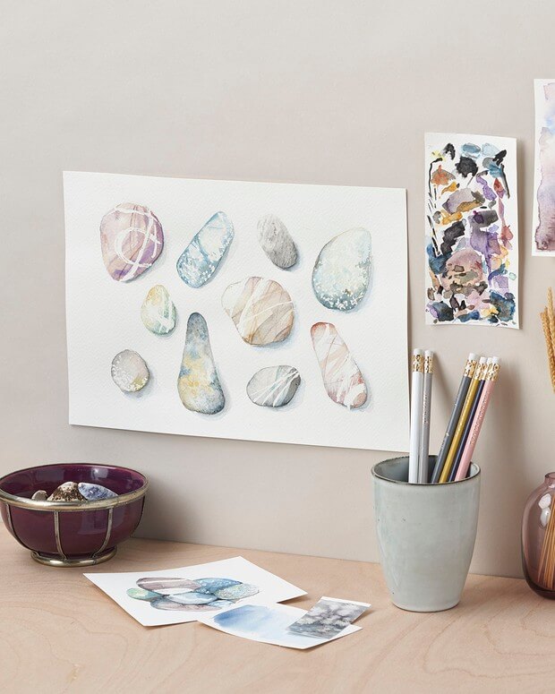 Make Some Adorable Pebbles Art Using Watercolors Watercolor Paintings to Copy 