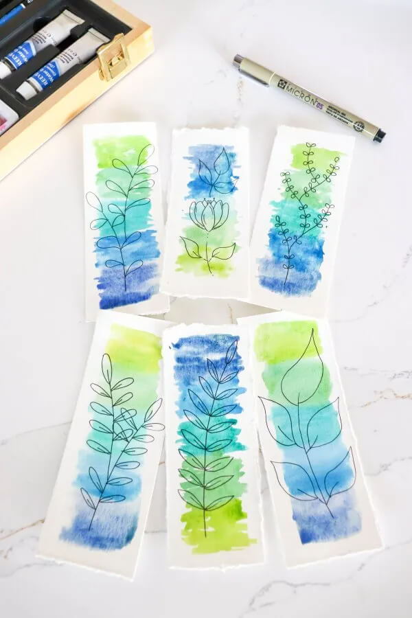 Make Some Beautiful Leaf Themed Bookmarks Using Watercolors Simple Watercolor Painting Ideas for Beginners 