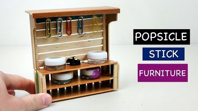 Miniature popsicle sticks kitchen furniture craft