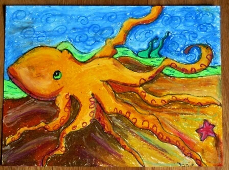 Octopus Oil Pastel Art Project For Kindergartners