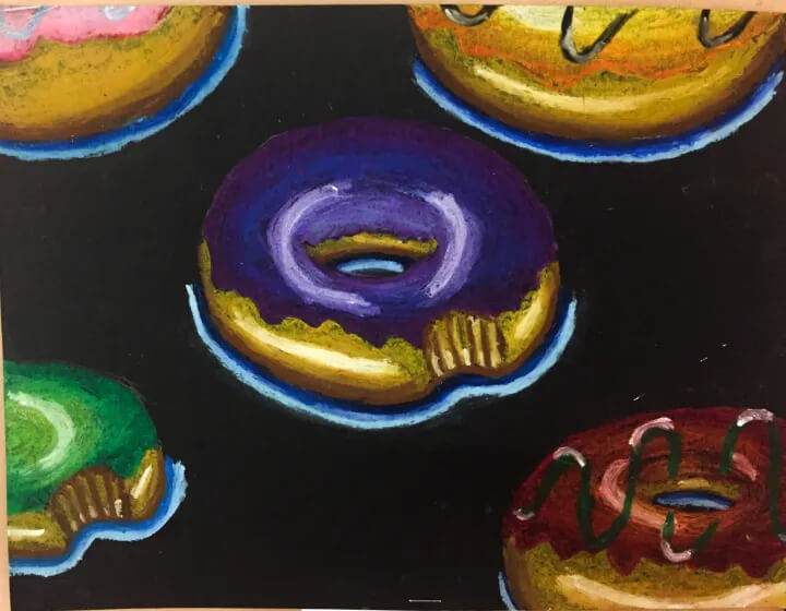 Oil Pastel Donut Painting For Kindergartners Oil pastel art projects for school 