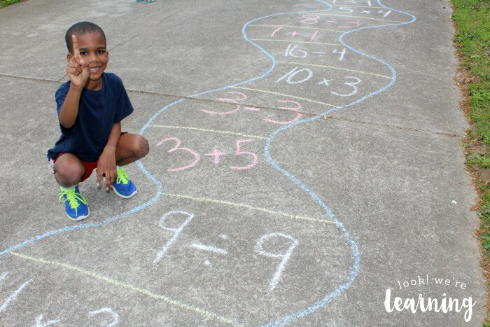Outdoor Math Game Learning Activity Using Chalk