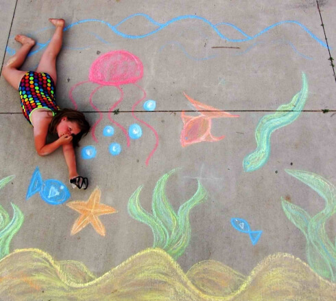 Outdoor Sidewalk Chalk Drawing Art Ideas For Summer