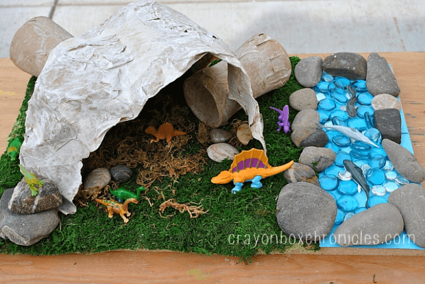 Paper Mache Dinosaur Cave Craft For Kids