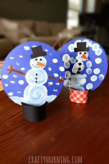 Pom-Pom Painted Snow Globe Art Idea For Toddlers