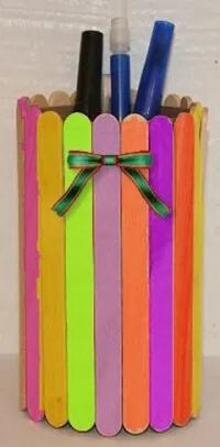 Popsicle Stick Pencil Holder Stand Craft Easy Popsicle Sticks Pencil Crafts Idea For Kids