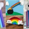 Rainbow Cotton Ball Crafts for Kids