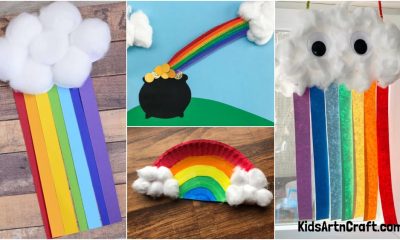Rainbow Cotton Ball Crafts for Kids