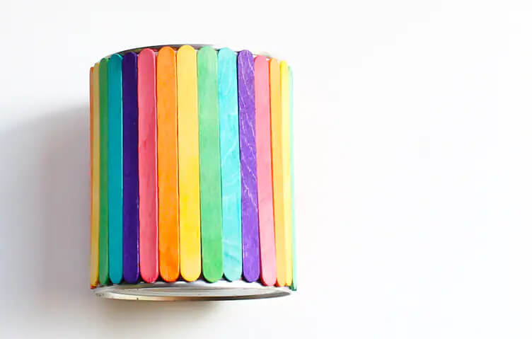 Recycled Colorful Rainbow Pen Holder Craft With Empty Can