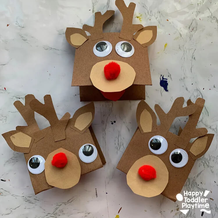 Reindeer Hand Puppet Craft For Toddlers To Make With Parents