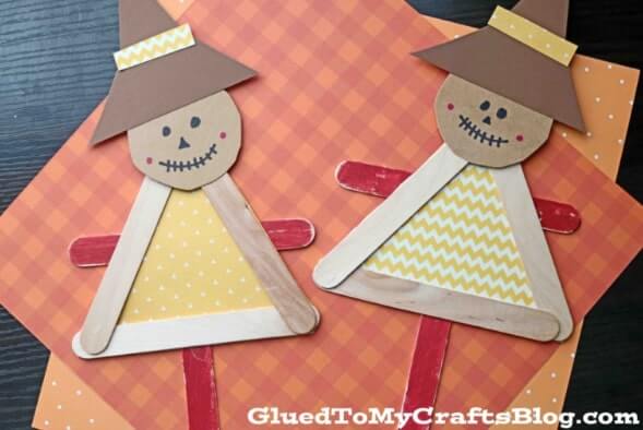 Scarecrow Puppet Craft With Popsicle Sticks Popsicle Stick Scarecrow Crafts For Kids