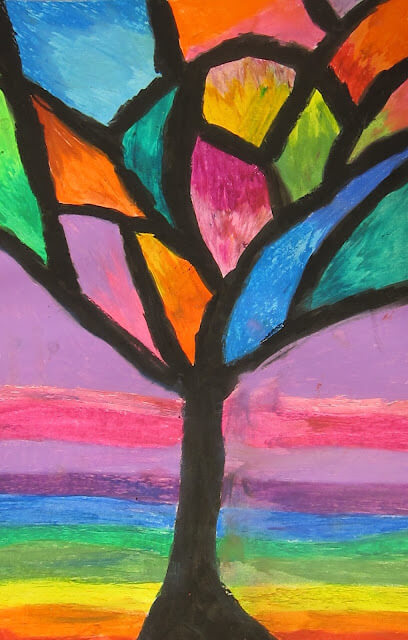 Simple Abstract Oil Pastel Trees Painting Abstract Oil Pastel Paintings