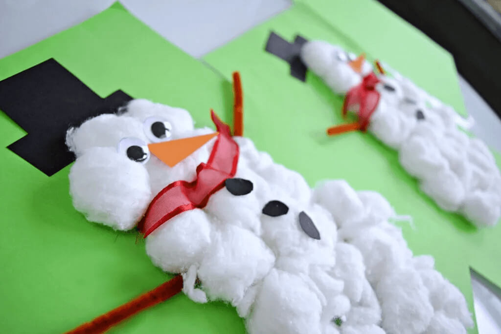 Simple & Fluffy Snowman Craft For Preschoolers