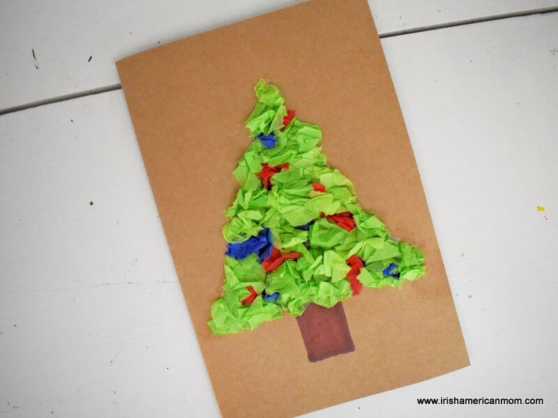 Simple Christmas Tree Craft Made With Cardstock For Kids DIY Tissue Paper Christmas Tree Craft For Kids