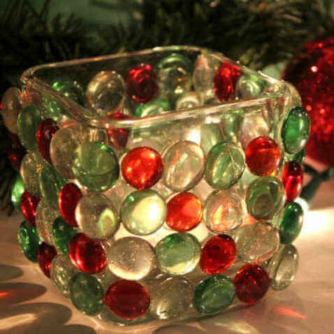 Simple Colorful Glass Stone Candle Holder For Kids